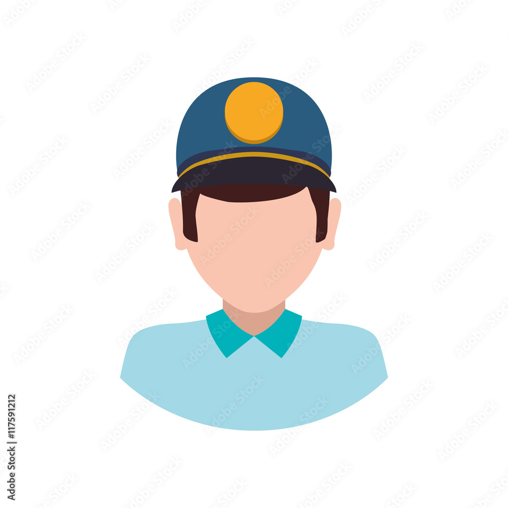 delivery man hat shipping logistic security icon. Isolated and flat illustration. Vector graphic delivery man hat shipping logistic security icon. Isolated and flat illustration. Vector graphic