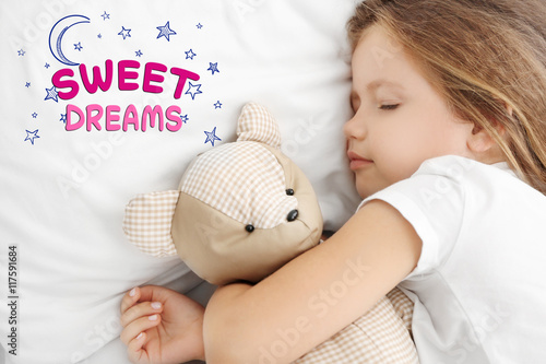 Cute little girl sleeping w...