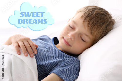 Adorable little boy sleepin...