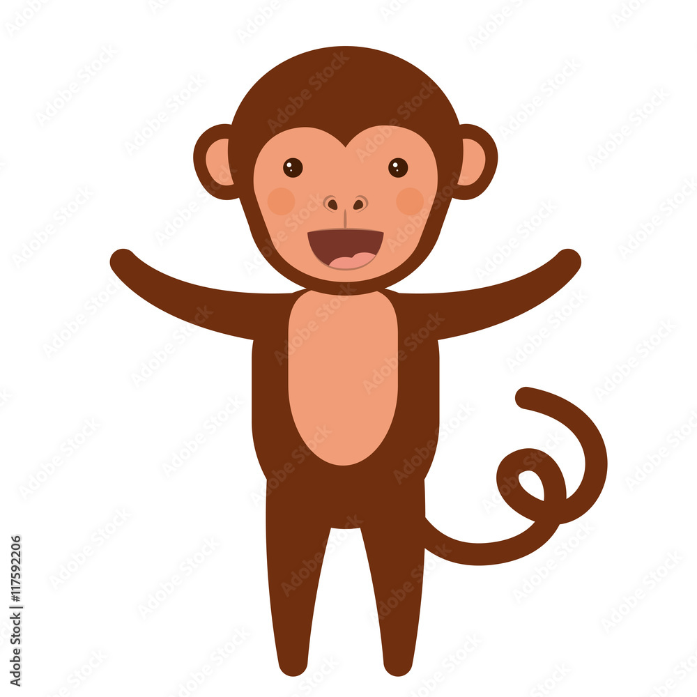 Obraz premium funny monkey character isolated icon design, vector illustration graphic