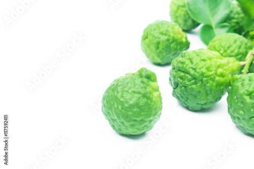 Closeup bergamot on white background  selective focus