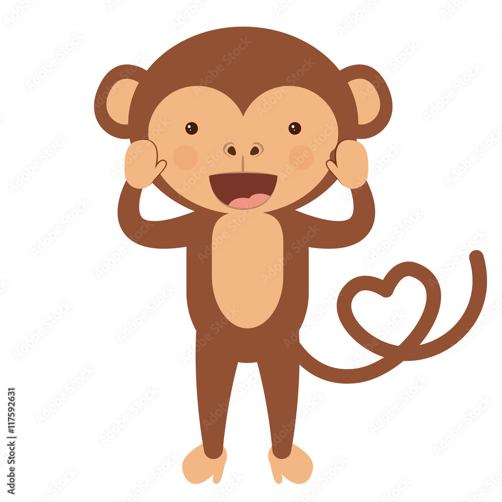 Fototapeta premium funny monkey character isolated icon design, vector illustration graphic