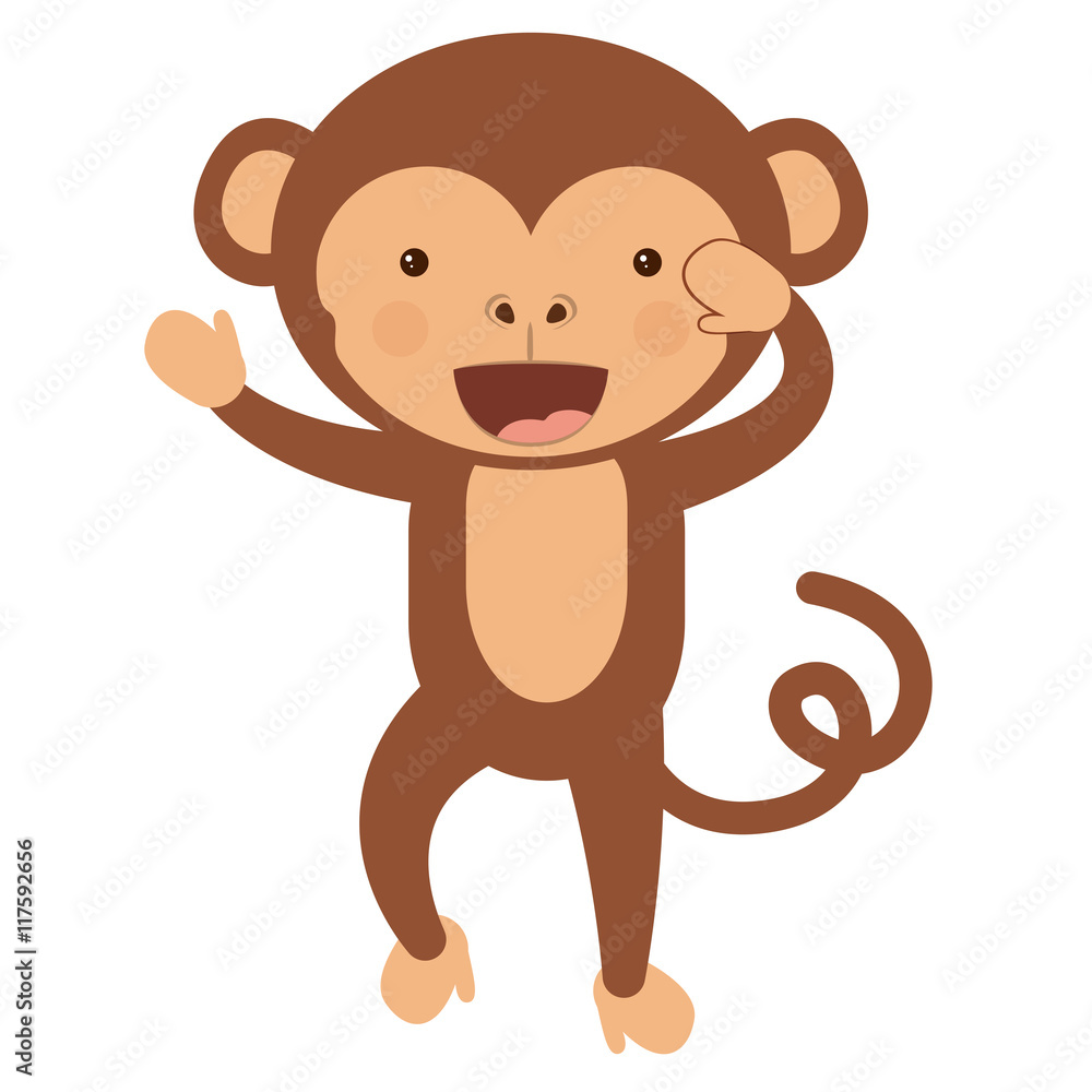 funny monkey character isolated icon design, vector illustration  graphic 