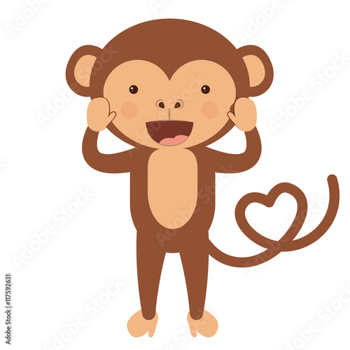 funny monkey character isolated icon design, vector illustration graphic 