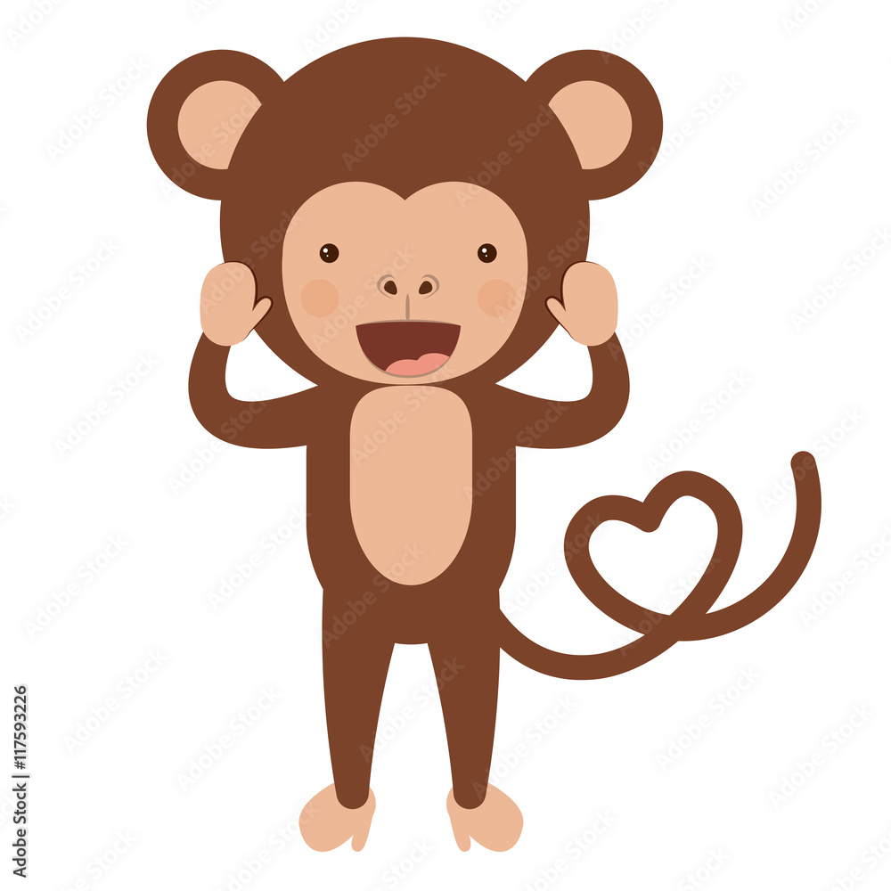Obraz premium funny monkey character isolated icon design, vector illustration graphic 