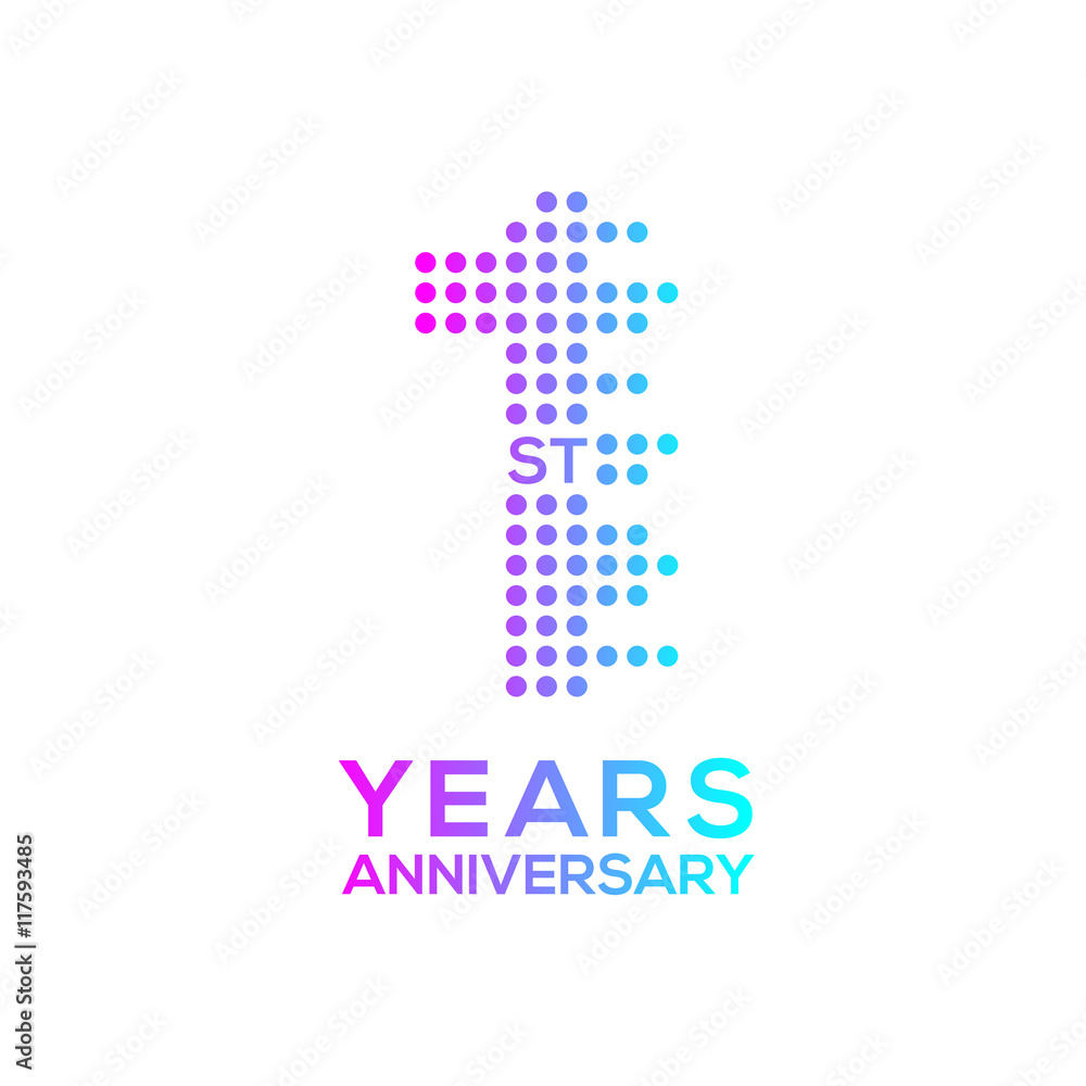 1 years anniversary with a circle,dotted,digital,technology logo 1 years anniversary with a circle,dotted,digital,technology logo