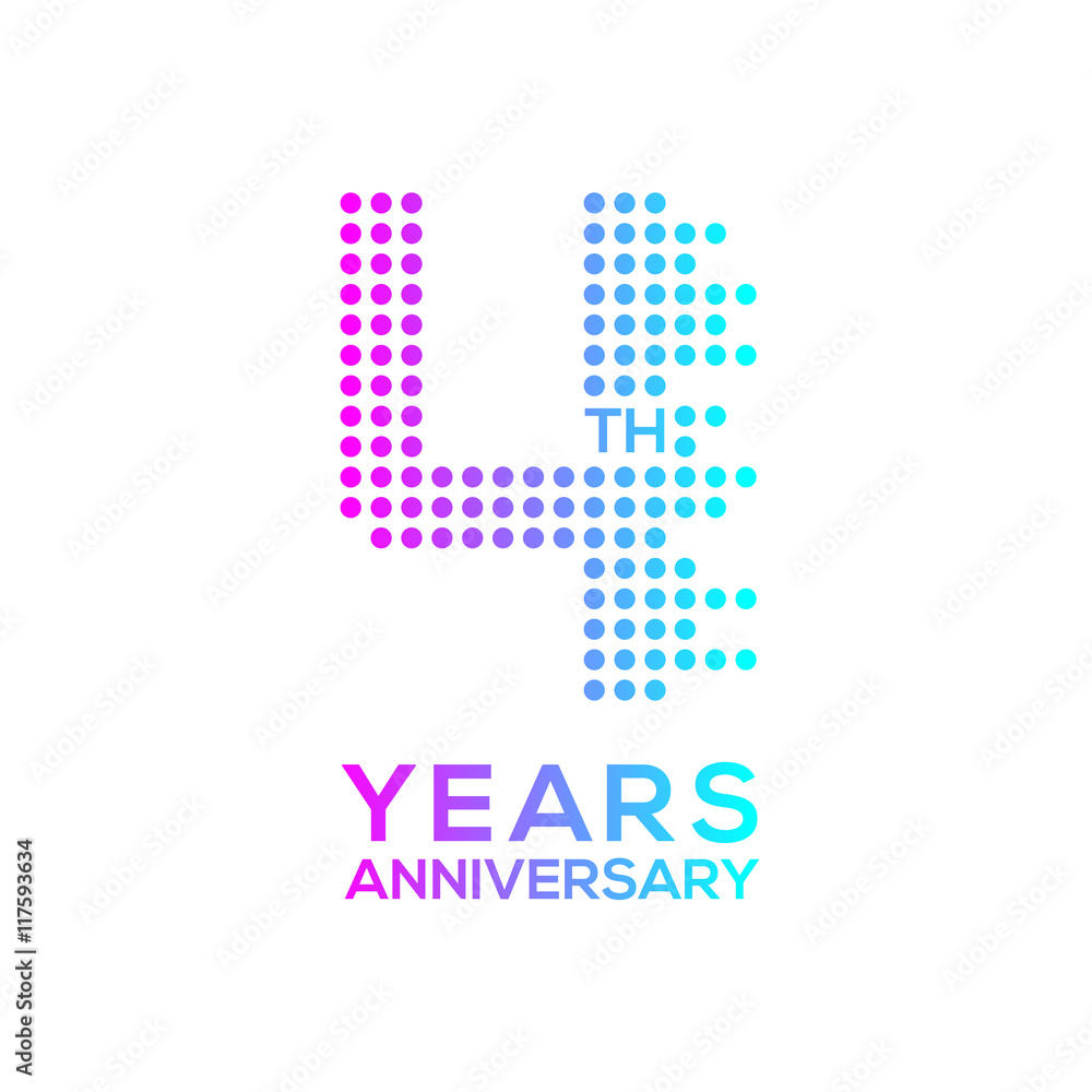 4 years anniversary with a circle,dotted,digital,technology logo