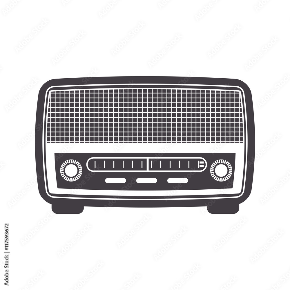Fototapeta premium radio retro vintage music technology old icon. Isolated and flat illustration. Vector graphic