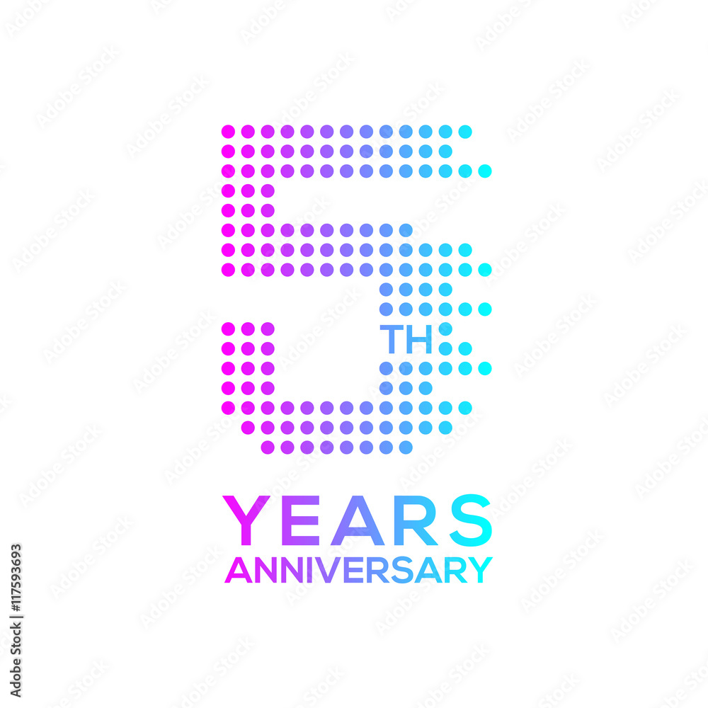 5 years anniversary with a circle,dotted,digital,technology logo 5 years anniversary with a circle,dotted,digital,technology logo