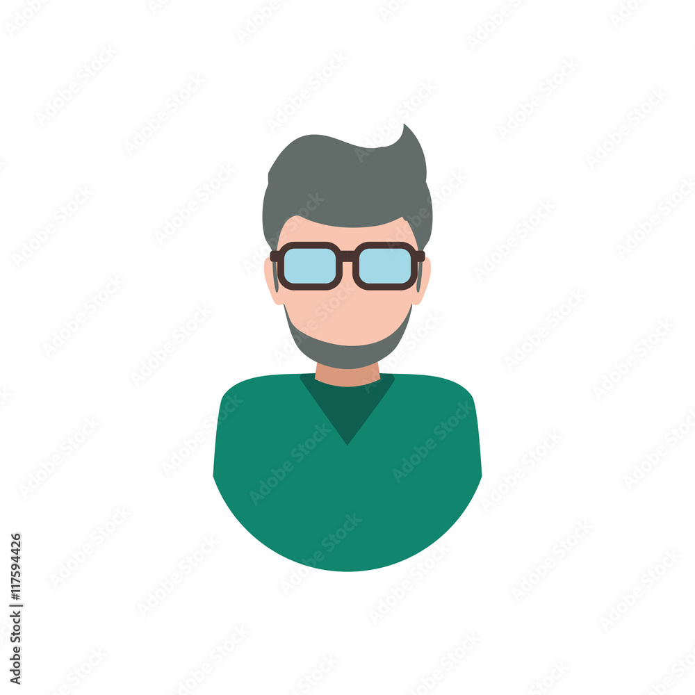 Man glasses male avatar person people icon. Isolated and flat illustration. Vector graphic