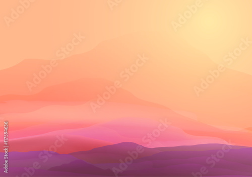 Abstract Smooth Blurred Mountain Landscape - Vector Illustration