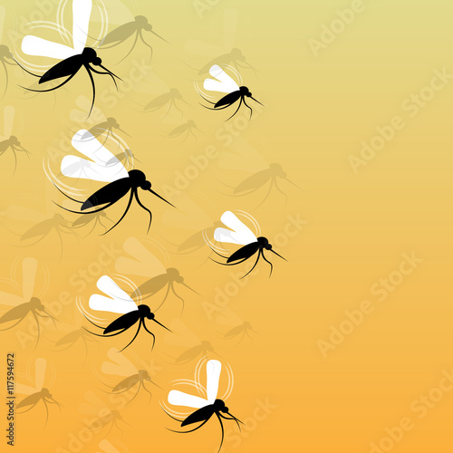 Mosquitoes in Flight - Vector Illustration