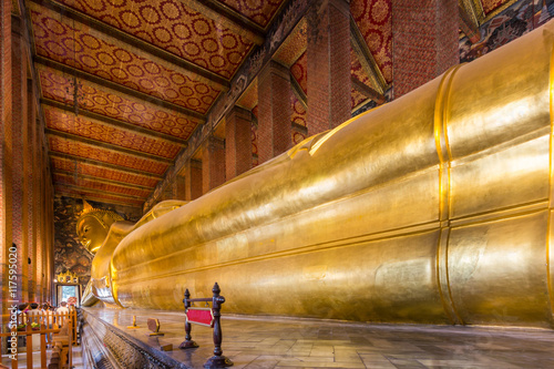 Reclining Buddha of Wat Po in Bangkok, Thailand. photo