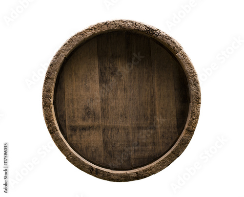 Wine wooden barrel isolated on white background
