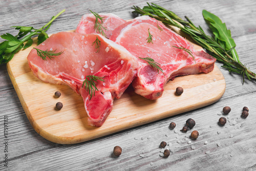 Raw fresh uncooked Pork Meat steak