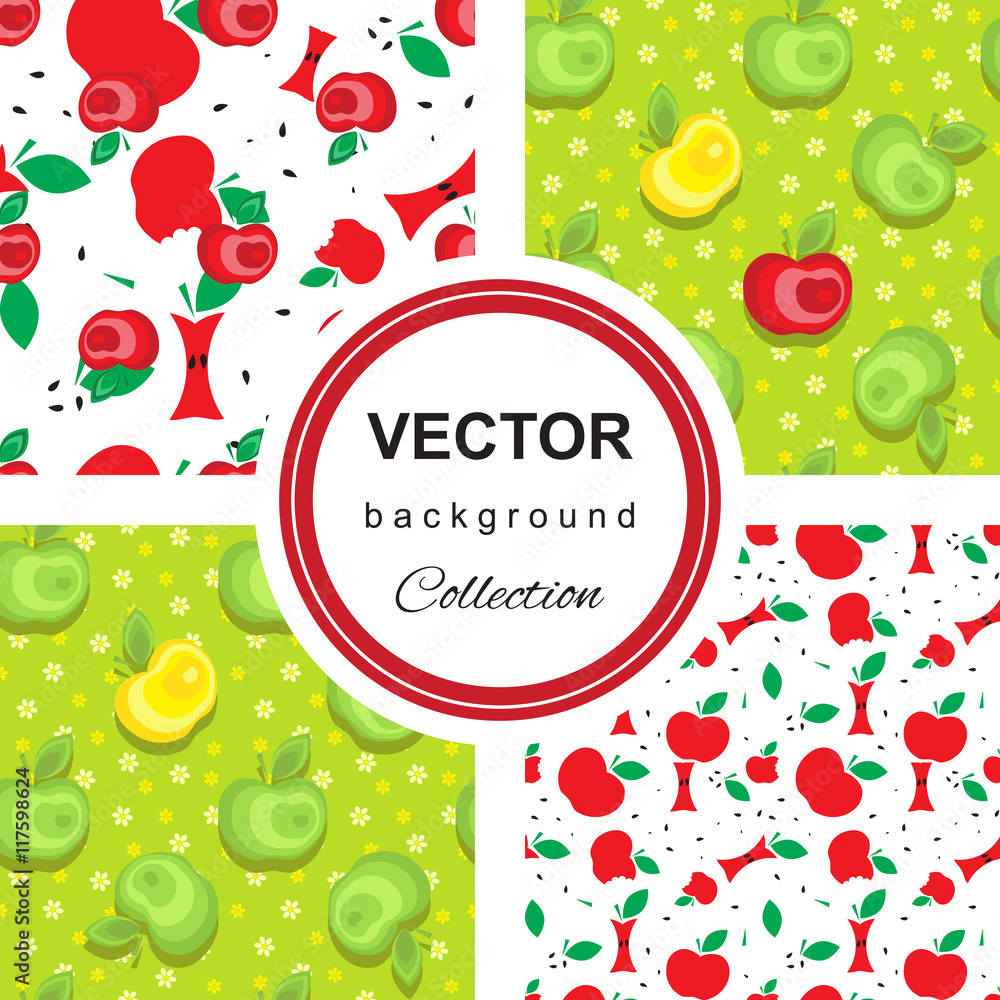 Seamless apple background pattern collection Seamless apple background pattern collection