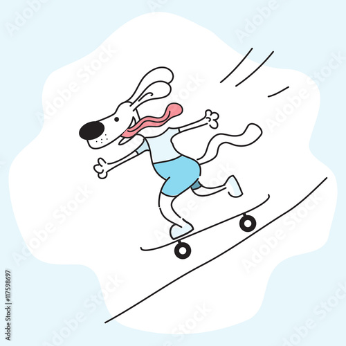  illustration of cartoon dog skateboarding