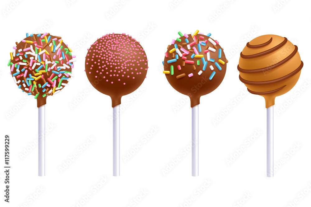 Colorful cake pops set. Sweet cookies on stick. Colorful cake pops set. Sweet cookies on stick.