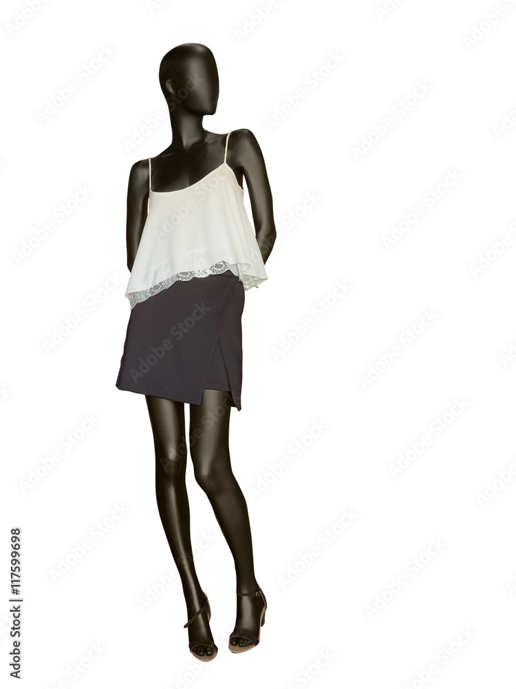 Female mannequin dressed in skirt and top Female mannequin dressed in skirt and top