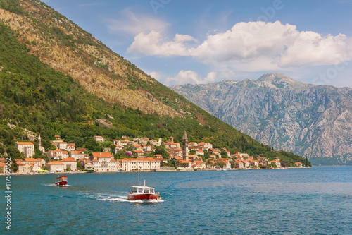 Perast town on the coast of the Bay of Kotor. Montenegro