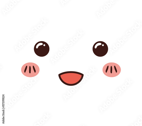 kawaii cartoon face expression smile icon. Isolated and flat illustration. Vector graphic