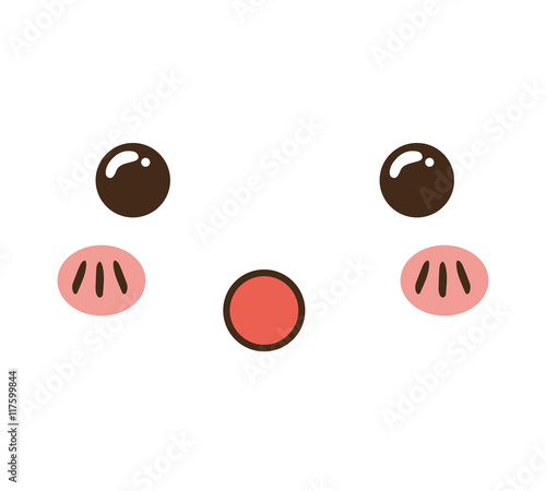 kawaii cartoon face expression smile icon. Isolated and flat illustration. Vector graphic