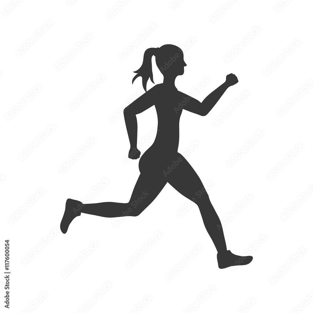 sport woman running fitness icon. Isolated and flat illustration. Vector graphic