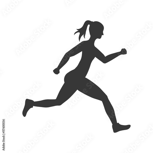 sport woman running fitness icon. Isolated and flat illustration. Vector graphic