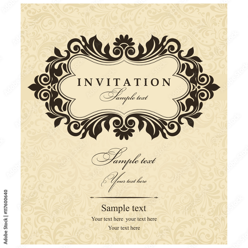 Wedding Invitation cards in an vintage-style gold.