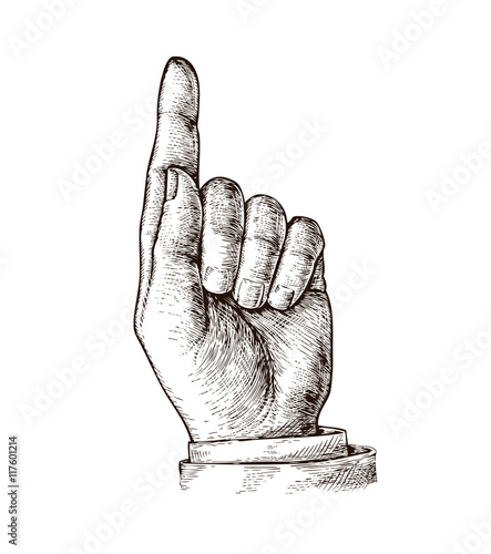 Hand with pointing finger. Vector illustration