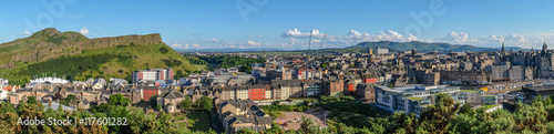 Panorama on mountain view point over Edinburgh city.