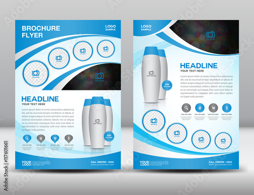 Blue business brochure flyer design layout template in A4 size m