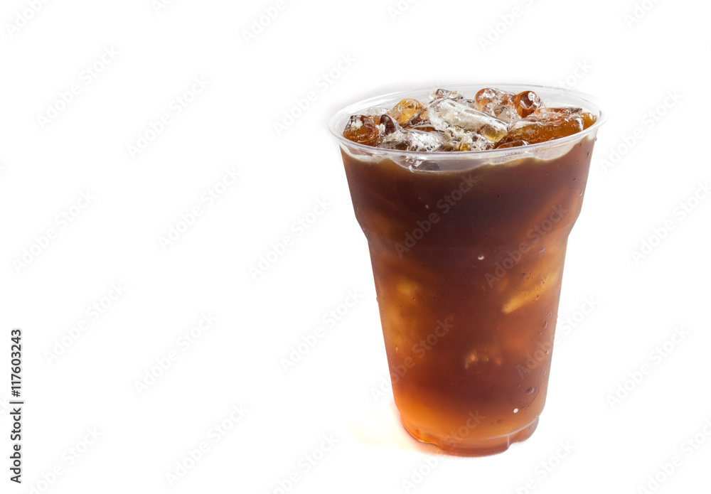 Ice of americano on white background Ice of americano on white background
