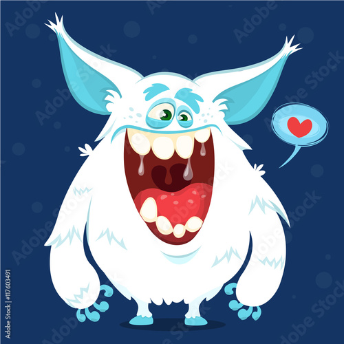 Cute cartoon monster yeti. Vector bigfoot character