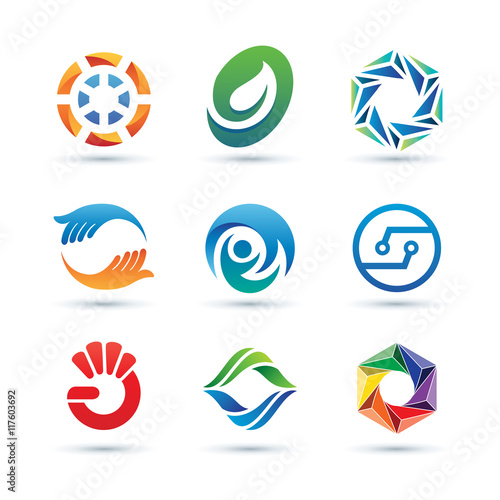 Set of Abstract Letter O Logo - Vibrant and Colorful Icons Logos