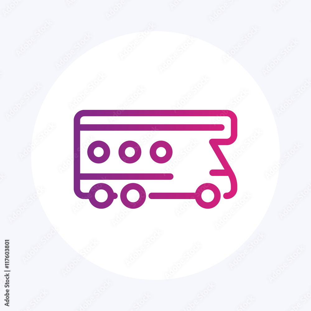 camping van line icon, camper, camping vehicle logo element isolated on white, vector illustration