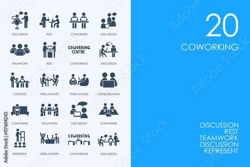 Set of BLUE HAMSTER Library coworking icons