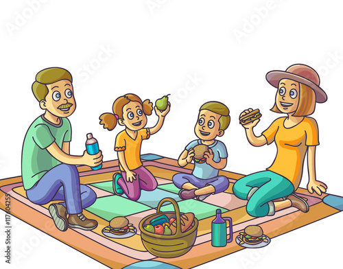 Happy family having a picnic in the park.