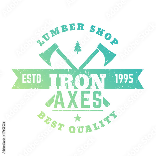 lumber shoplogo, logotype, timber store emblem on white