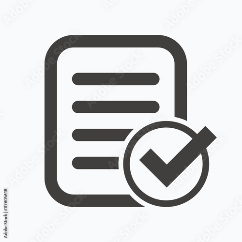 File selected icon. Document page with check.