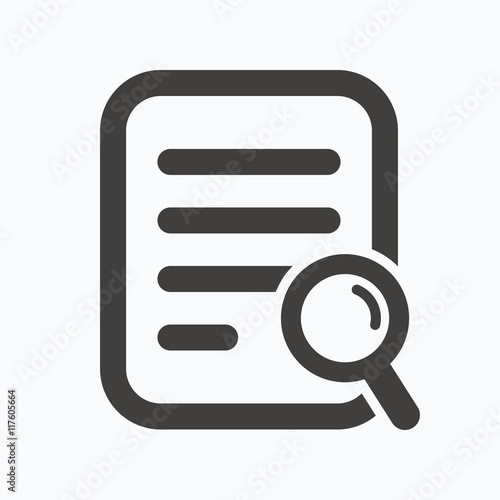 File search icon. Document page with magnifier.