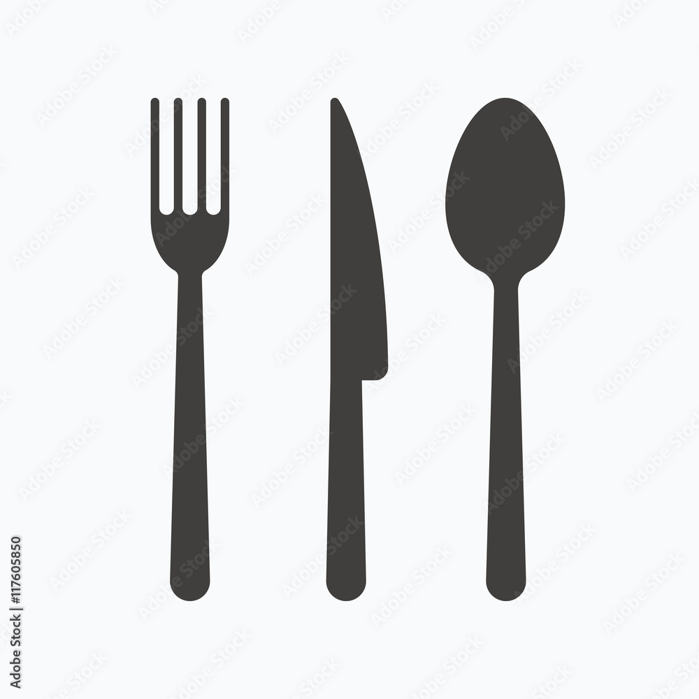 Fork, knife and spoon icons. Cutlery sign. Fork, knife and spoon icons. Cutlery sign.