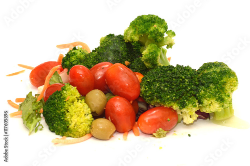 Group of healthy vegetables for salad on white background