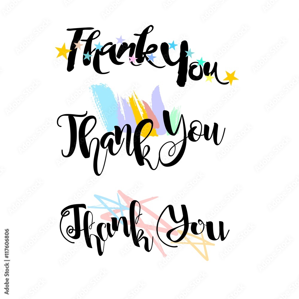 Thank You handwritten inscription. Hand drawn lettering. Thank you card. Vector illustration.