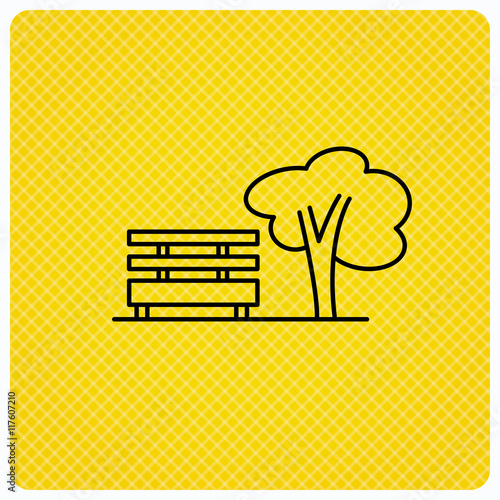 Public park icon. Tree with bench sign.