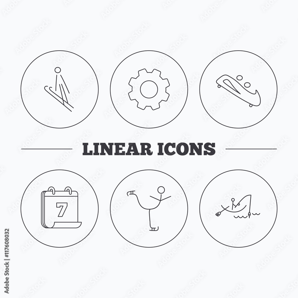 Fishing, figure skating and bobsled icons. Fishing, figure skating and bobsled icons.