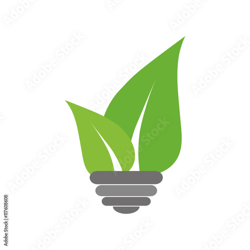 leaf bulb ecology nature save icon. Isolated and flat illustration. Vector graphic