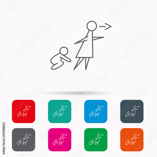 Unattended baby icon. Babysitting sign.