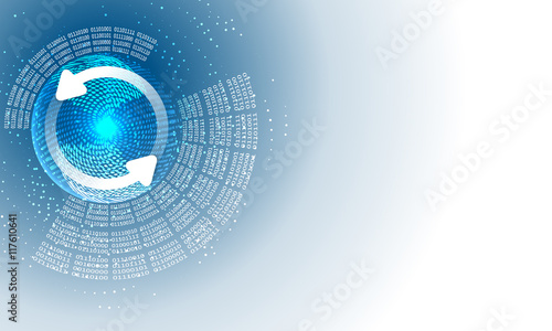 Vector abstract background with circular binary code and arrows