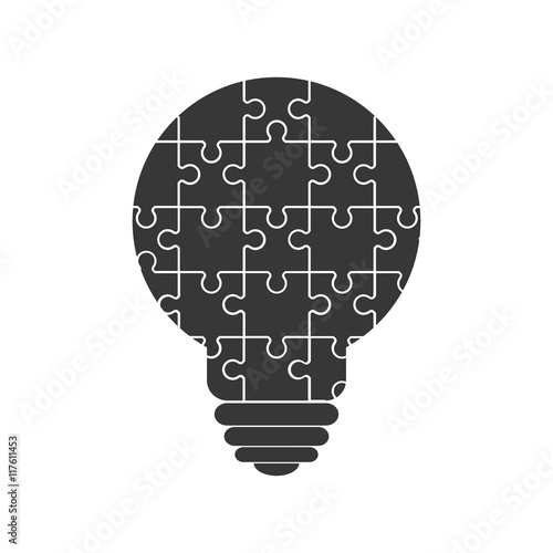 puzzle bulb jigsaw game figure icon. Isolated and flat illustration. Vector graphic